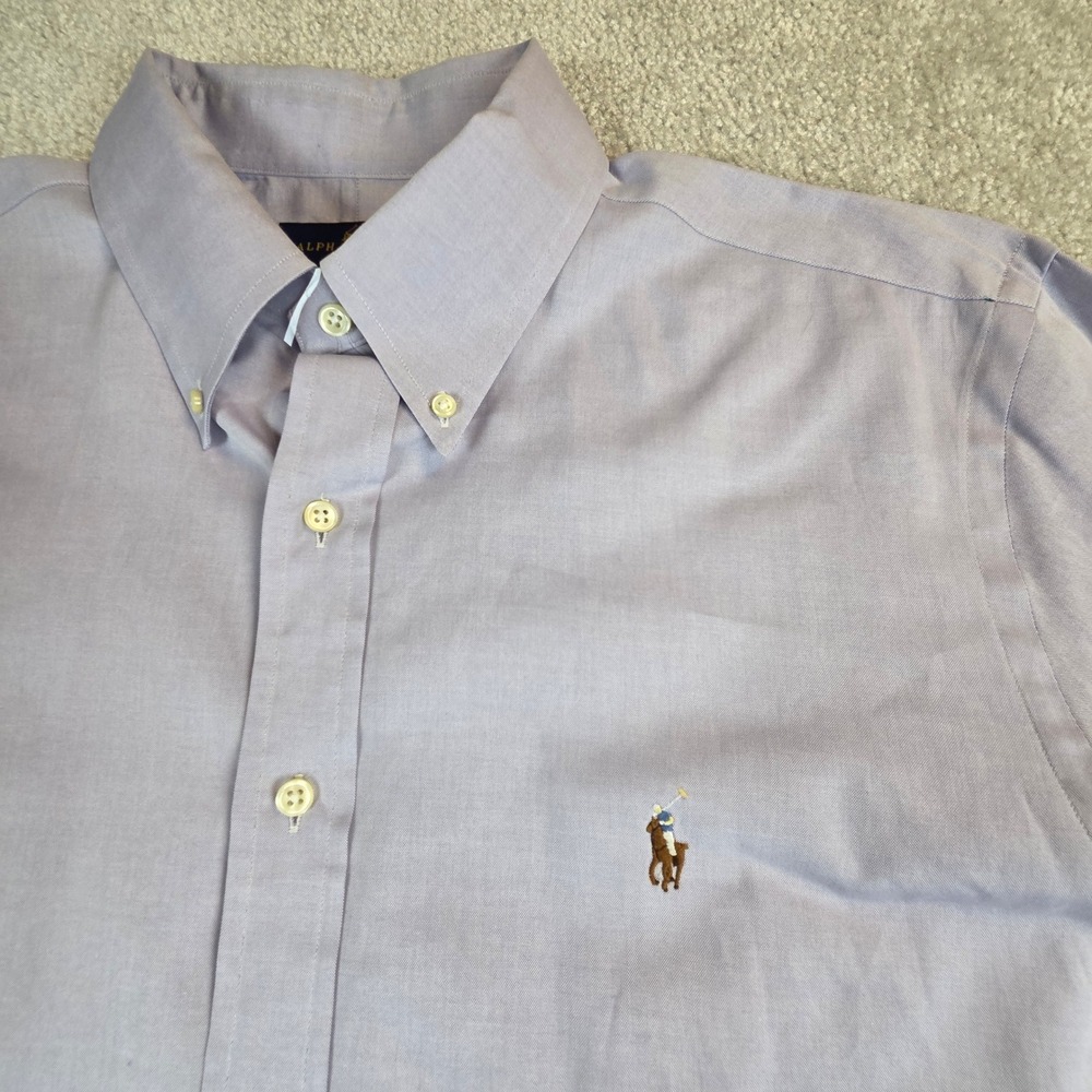 Ralph Lauren Mens Button Down Shirt Light Purple Cotton Long Sleeve 17 32-33 - Picture 2 of 10